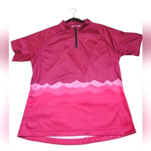 ZYIA Active Women's Mountain Zip Jersey Shirt Top-Hot Pink/ Pink- Size 3XL EUC